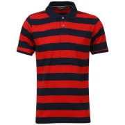 Brave Soul Men's Huxley Polo Stripe T-Shirt - Navy/Red - S - Navy/Red Bild 1