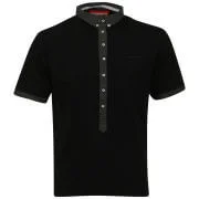 Brave Soul Men's Desha Polo with Contrast Placket - Black - S - Schwarz Bild 1
