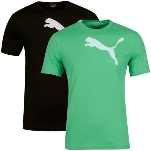 Puma Men's 2 - Pack T - Shirts Black/Green - S - Black/Green Bild 1