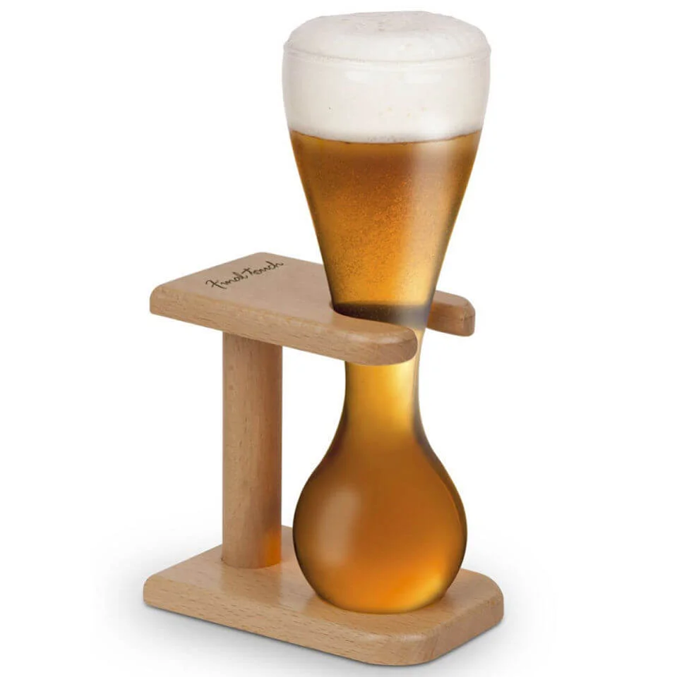 1/4 Yards Bierglas mit Holzständer Bild 1