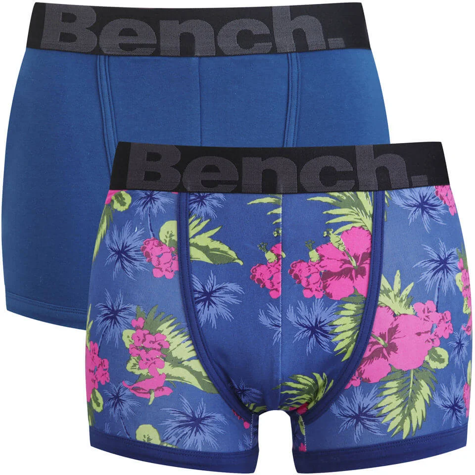 Bench Herren 2er-Pack Hibiscus Print Boxershorts - Blau/Rot - S - Navy/Red Bild 1