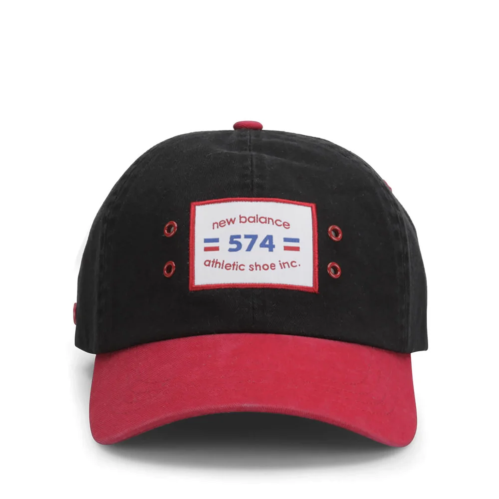 New Balance Unisex Ball Park 6 Panel Baseball Cap - Cotton Twill Black/Red Bild 1