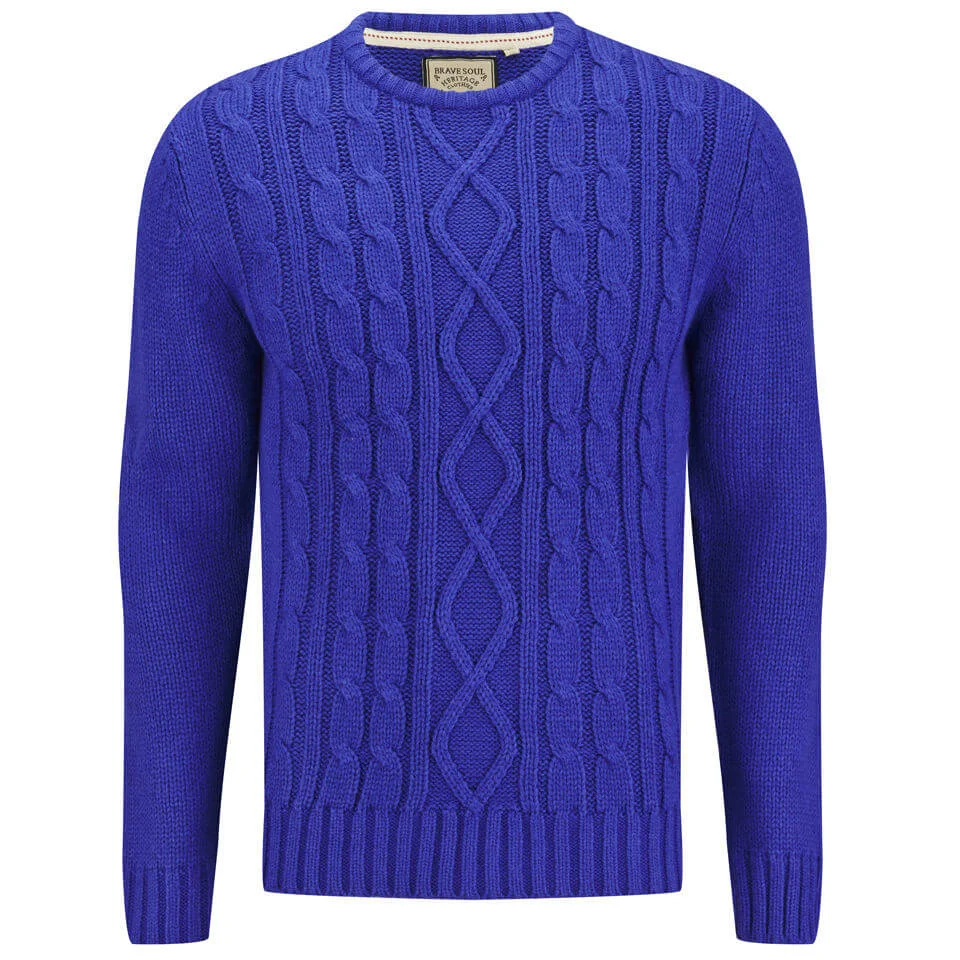 Brave Soul Men's Ludwig Cable Knitted Jumper - Blue - S - Blau Bild 1