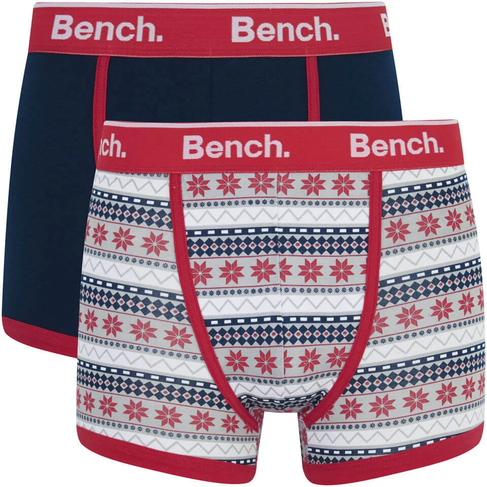 Bench Herren 2er-Pack Fairisle Boxershorts - Navy/Rot - S - Navy/Red Bild 1