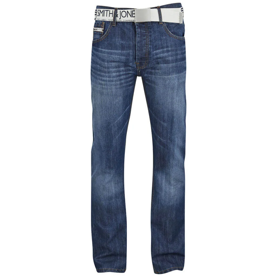 Smith & Jones Men's Furio Straight Fit Jeans - Stonewash - 28S - Blau Bild 1