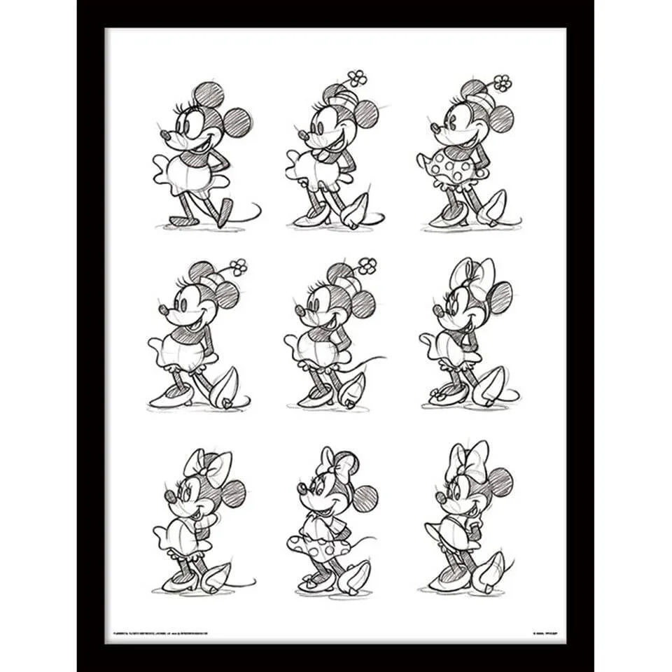 Minnie Mouse Sketched - Framed 30x40cm Print Bild 1