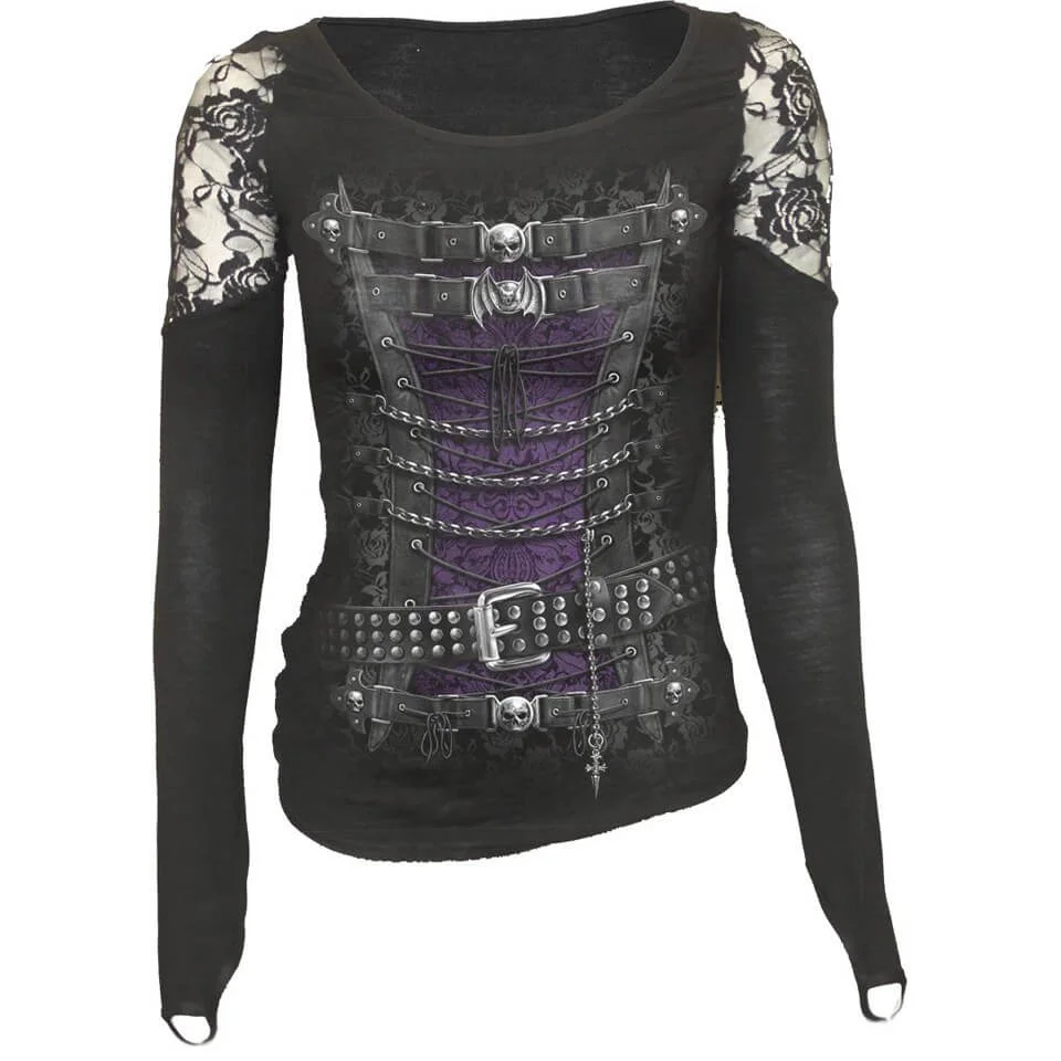 Spiral Women's WAISTED CORSET Shoulder Lace Top - Black - M Bild 1