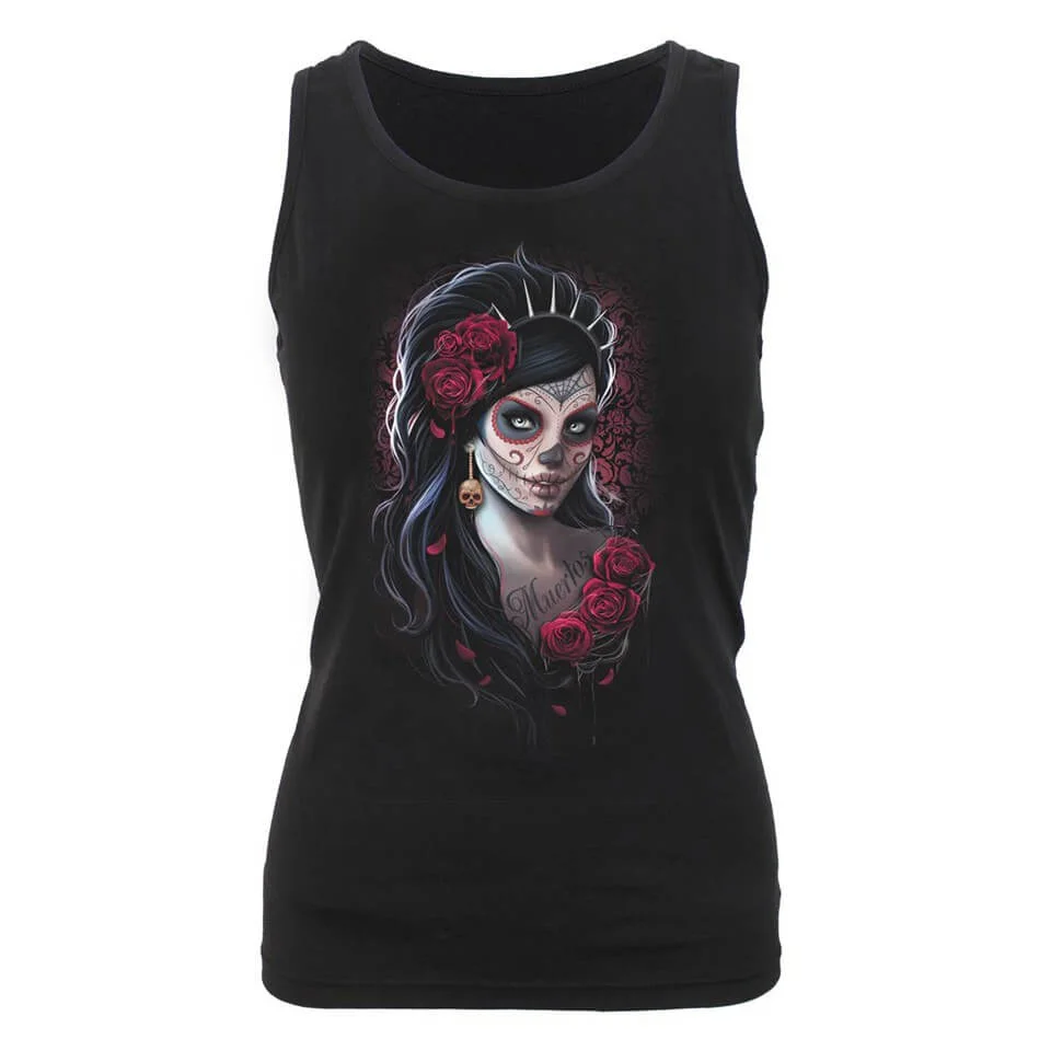 Spiral Women's DAY OF THE DEAD Razor Back Top - Black - M - Schwarz Bild 1