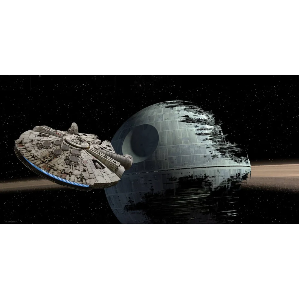 Star Wars Glass Poster - Millenium Falcon vs. Death Star (50 x 25cm) Bild 1