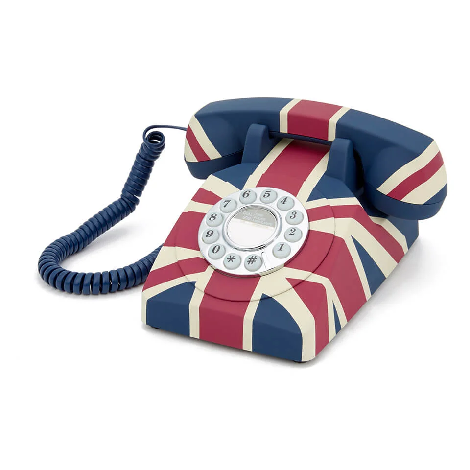GPO Retro Vintage British Union Jack Art Deco Rotary Push Button Telephone Bild 1