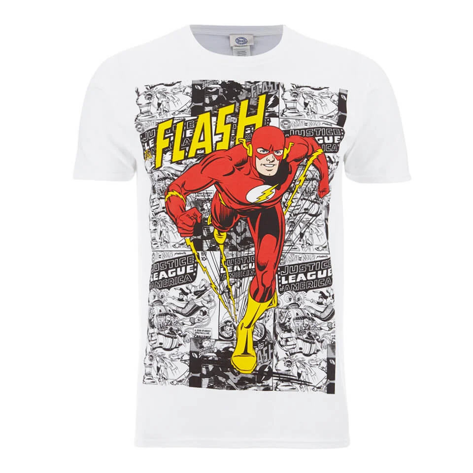 DC Comics Herren The Flash Comic Strip T-Shirt - Weiß - S - Weiß Bild 1