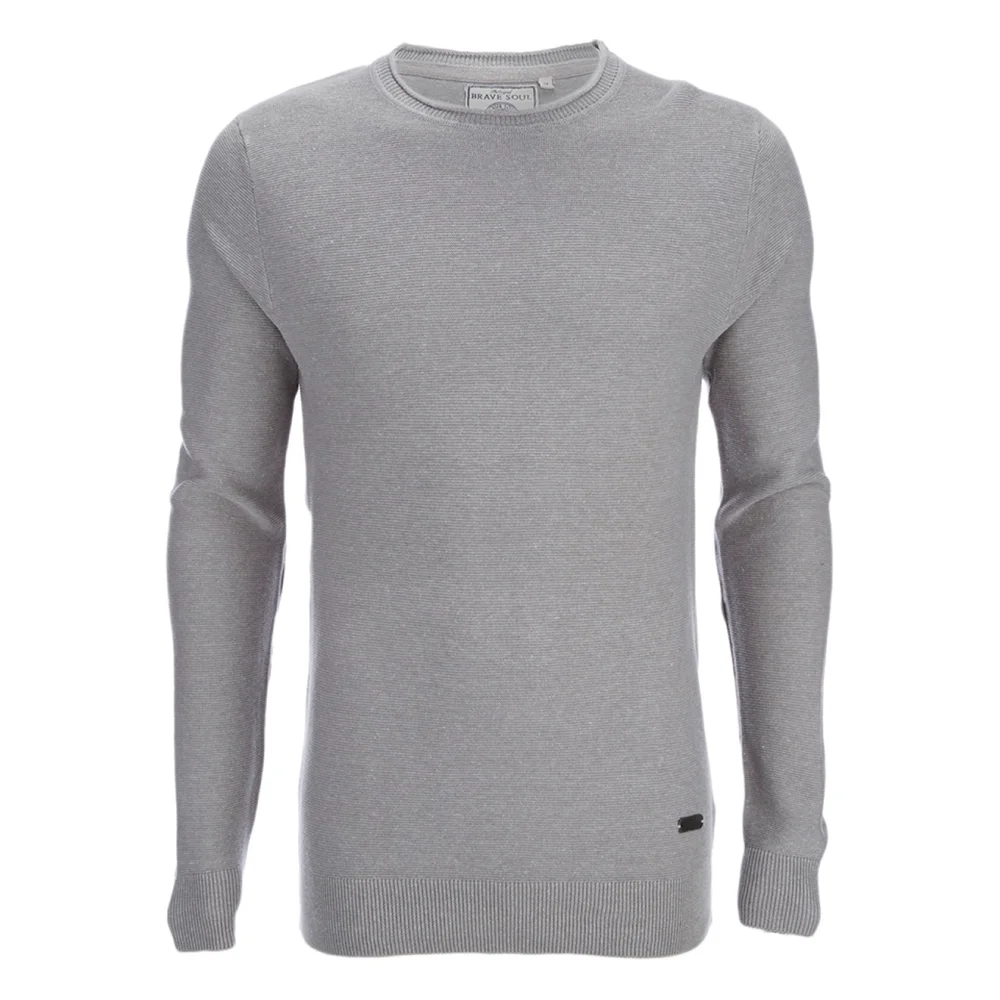 Brave Soul Men's Warren Roll Edge Jumper - Silver Grey - S - Grau Bild 1