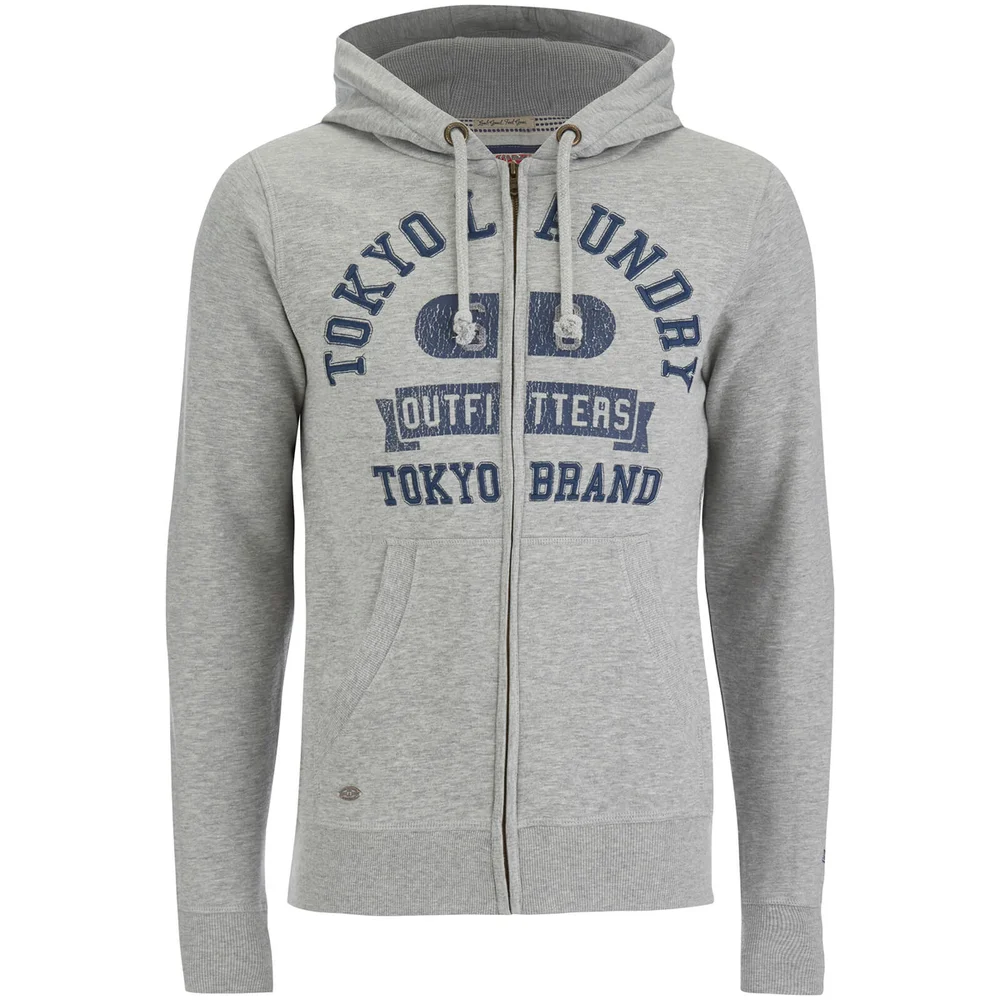 Tokyo Laundry Men's Hotchkiss Zip Through Hoody - Light Grey Marl - S - Grau Bild 1