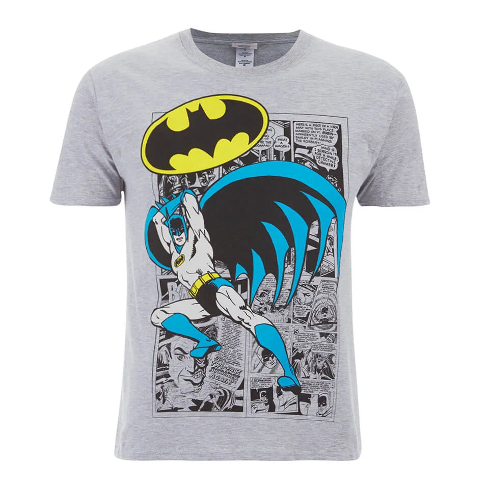 DC Comics Herren Batman Comic Strip T-Shirt - Grau - S - Grau Bild 1