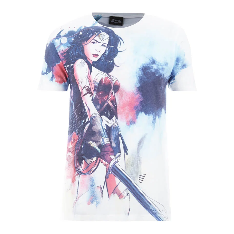 DC Comics Herren Wonder Woman Stencil T-Shirt - Weiß - S - Weiß Bild 1
