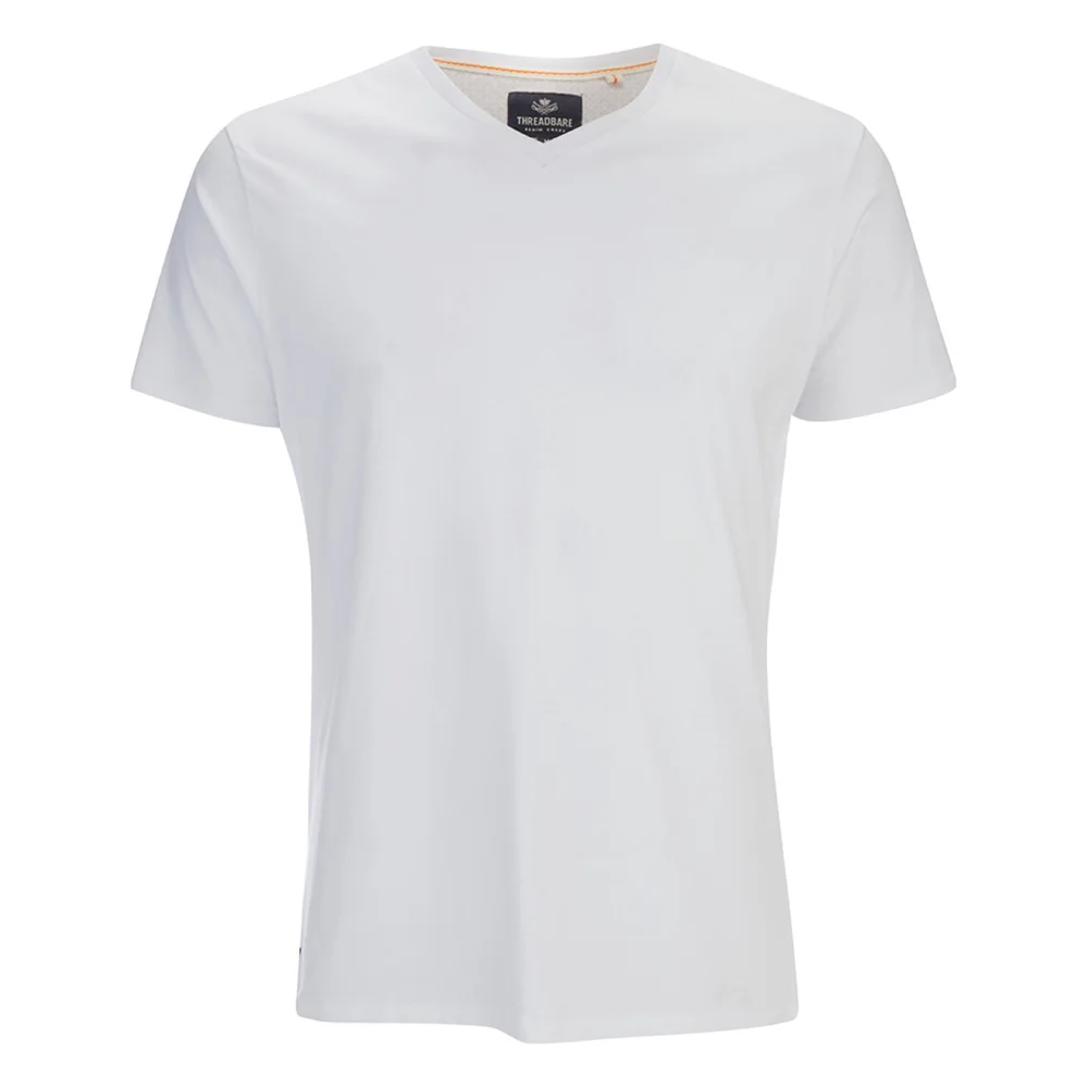 Threadbare Men's Charlie Plain V-Neck T-Shirt - White - S - Weiß Bild 1