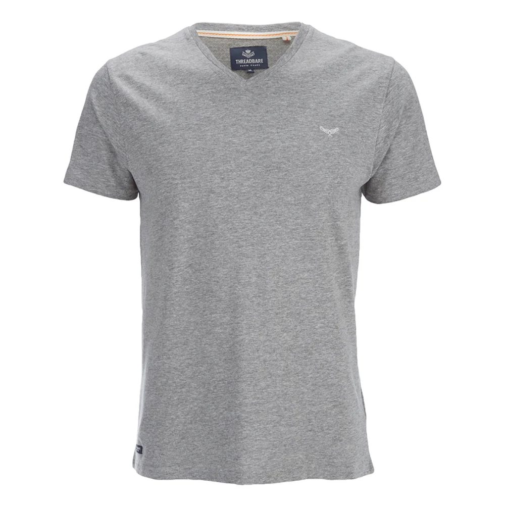 Threadbare Men's Charlie Plain V-Neck T-Shirt - Grey Marl - S - Grau Bild 1