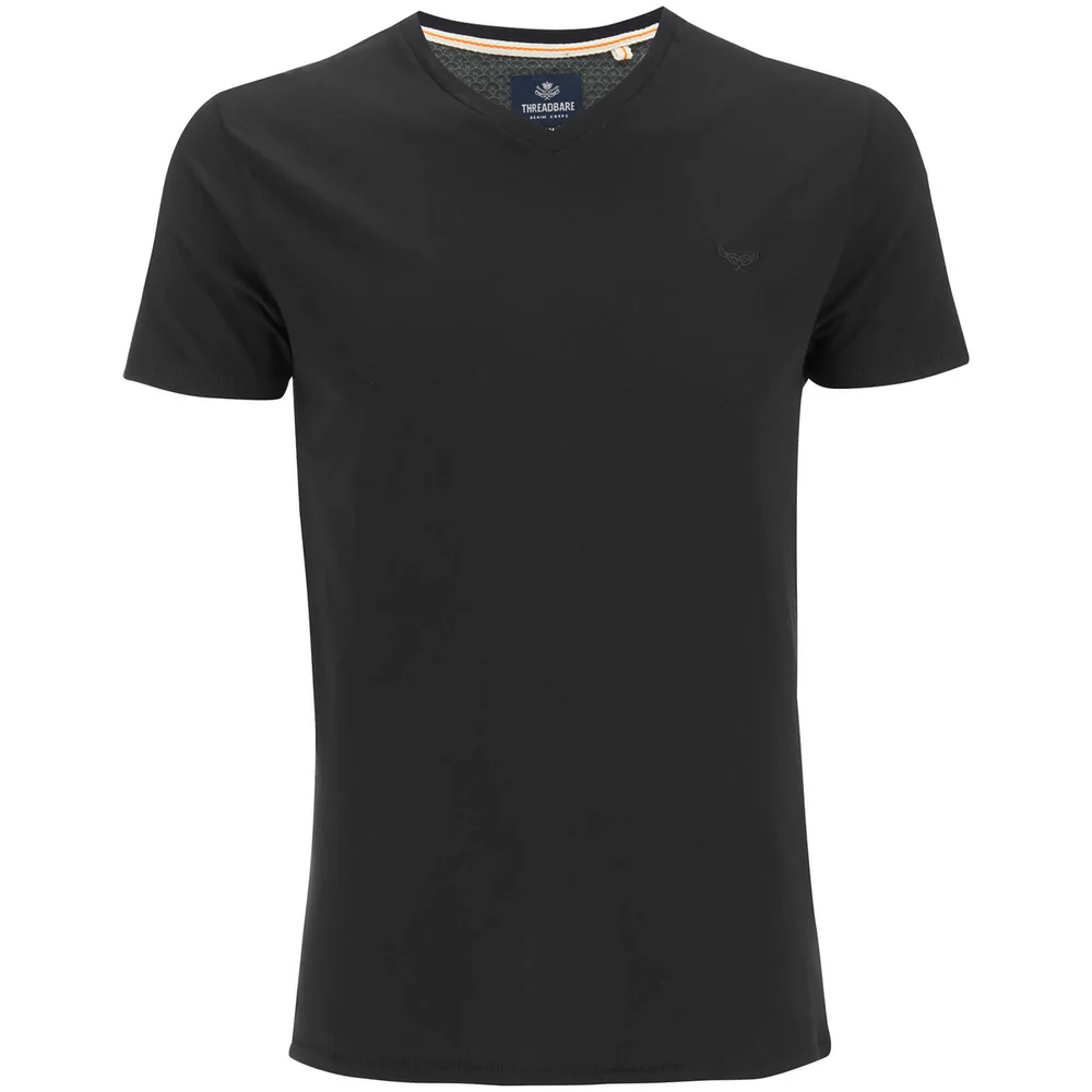 Threadbare Men's Charlie Plain V-Neck T-Shirt - Black - S - Schwarz Bild 1