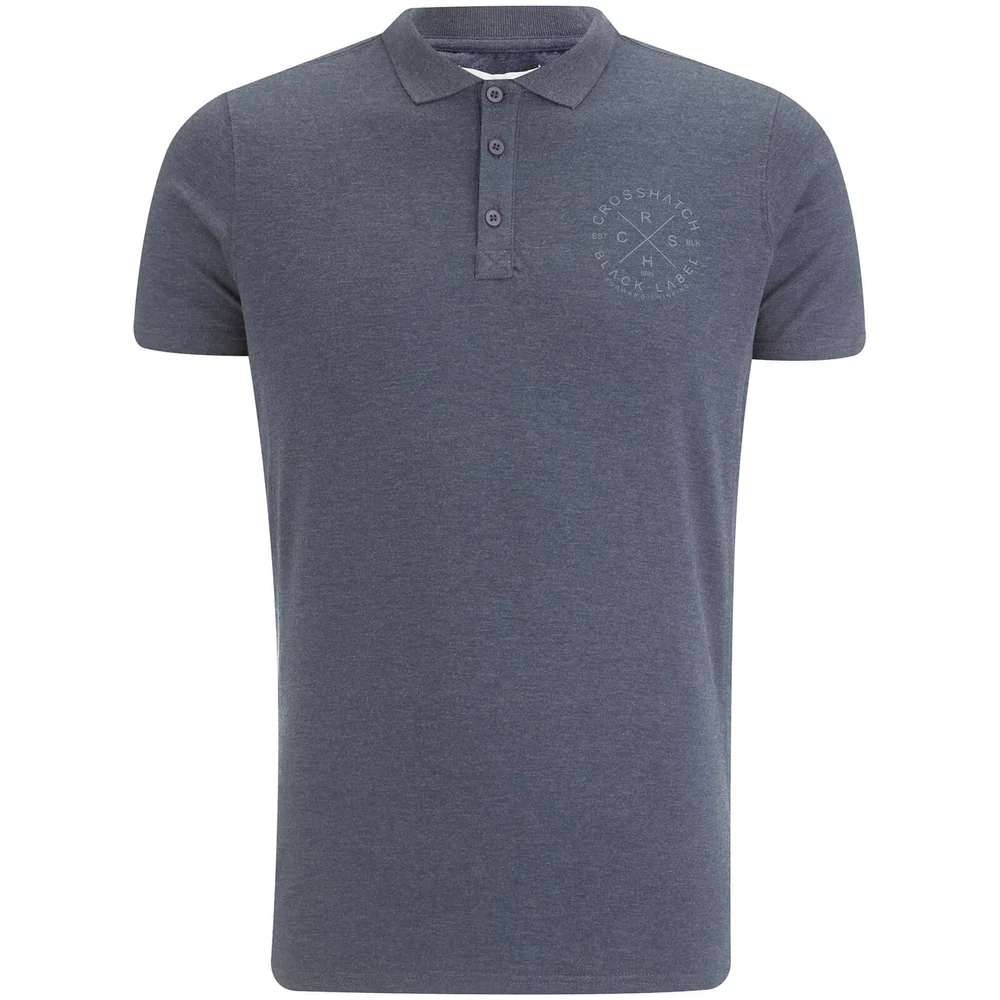 Crosshatch Herren Cultize Stamp Polo Shirt - Navy Marl - S - Blau Bild 1