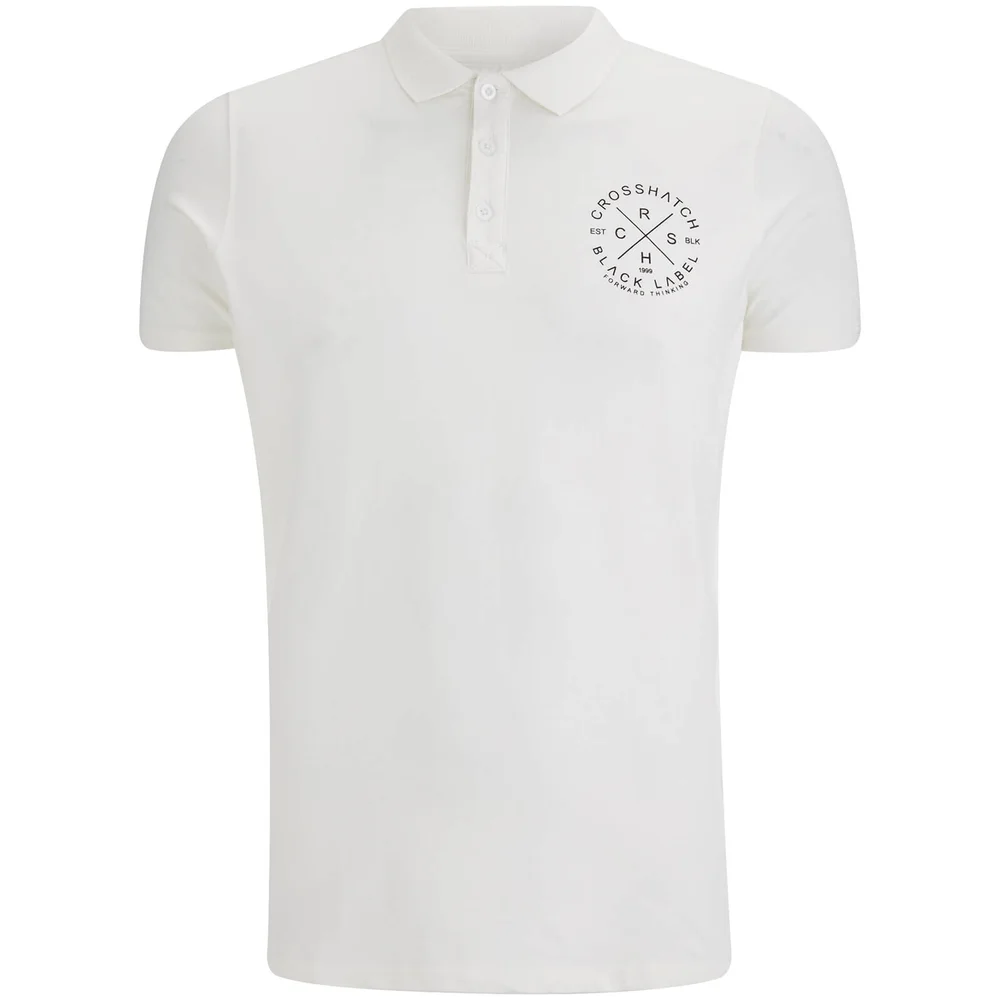 Crosshatch Herren Cultize Stamp Polo Shirt - Off White - S - Stein Bild 1