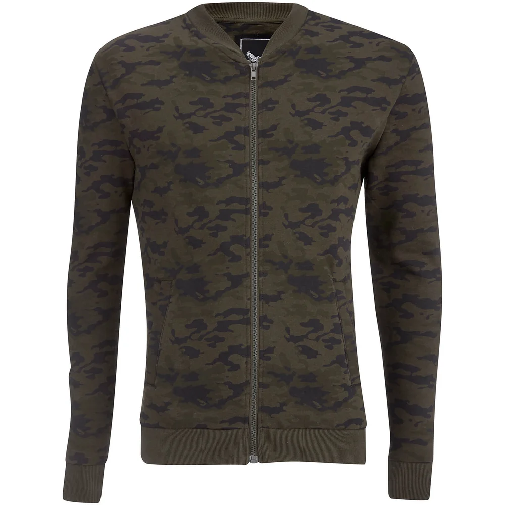 Brave Soul Men's Marine Jersey Camo Bomber Jacket - Khaki - S - Grün Bild 1