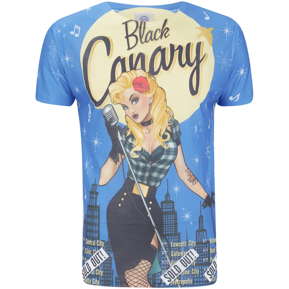 DC Comics Herren Bombshell Black Canary T-Shirt - Schwarz - S - Schwarz Bild 1