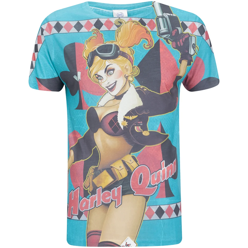 DC Comics Herren Bombshell Harley Quinn T-Shirt - Blau - S - Blau Bild 1