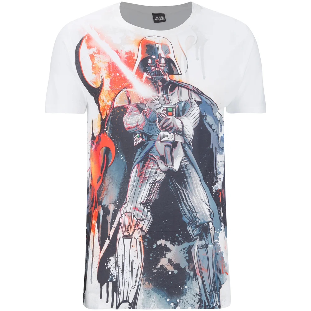 Star Wars Herren Vader Stencil T-Shirt - Weiß - S Bild 1
