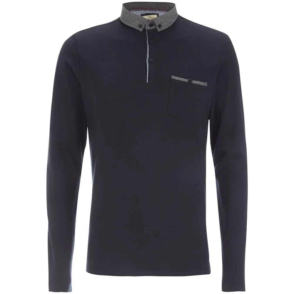 Brave Soul Men's Hera Long Sleeve Polo Shirt - Navy - S - Marineblau Bild 1