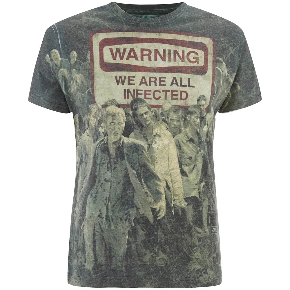 The Walking Dead Men's Warning Zombies T-Shirt - Weiß - S - Schwarz Bild 1