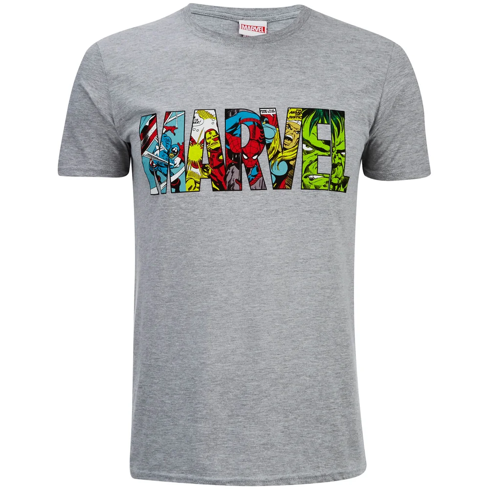 Marvel Herren Comic Strip Logo T-Shirt - Sport Grau - S - Grau Bild 1