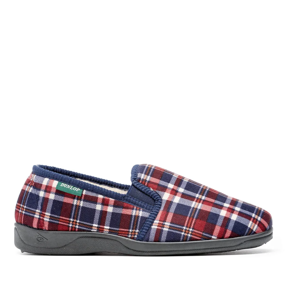 Dunlop Men's Allard Check Slippers - Wine - UK 7 - Bordeauxrot Bild 1