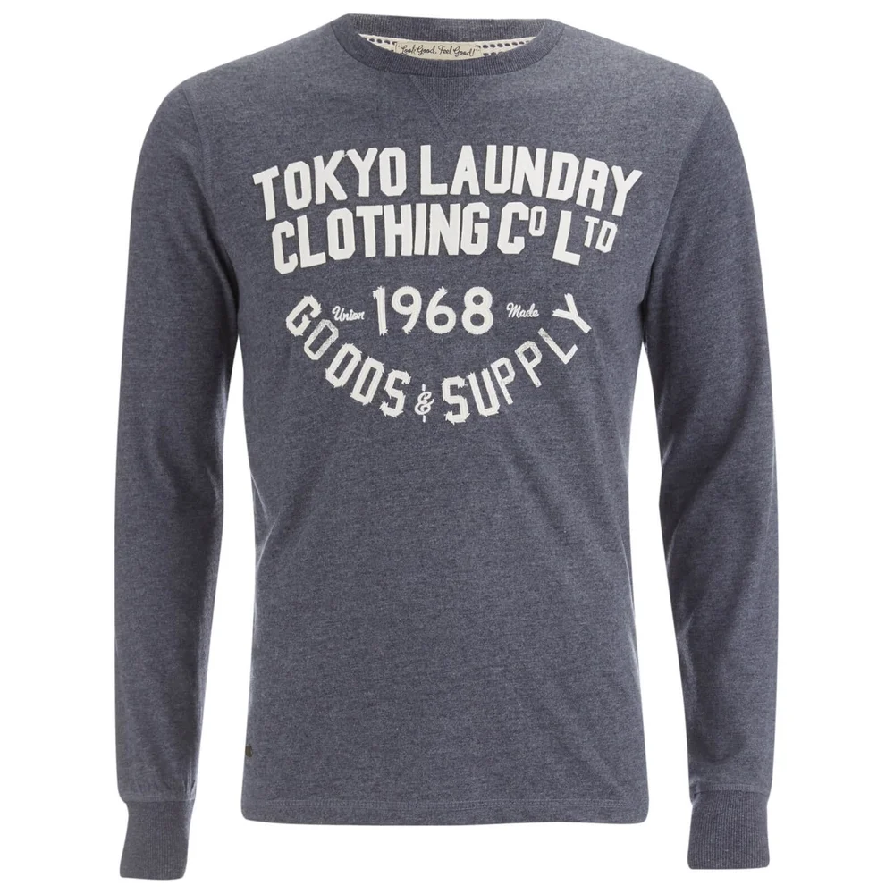 Tokyo Laundry Men's Point Hendrick Long Sleeve Top - Mood Indigo Marl - S - Blau Bild 1