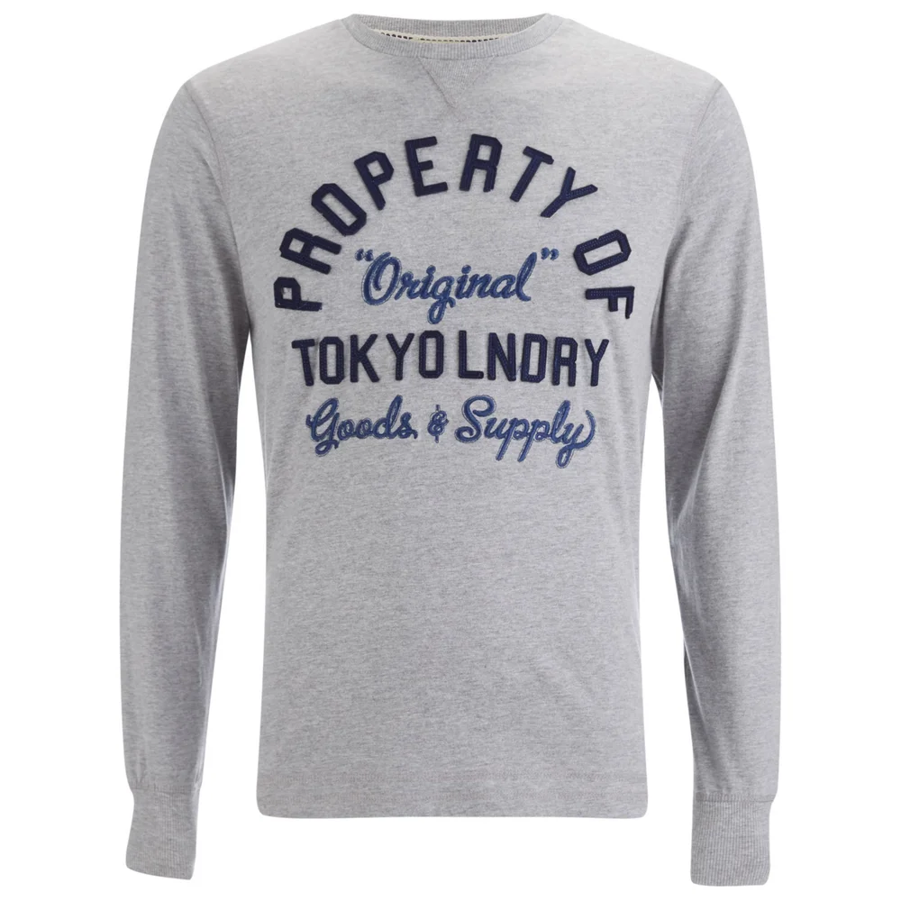 Tokyo Laundry Men's Rowe Creek Long Sleeve Top - Light Grey Marl - S - Grau Bild 1