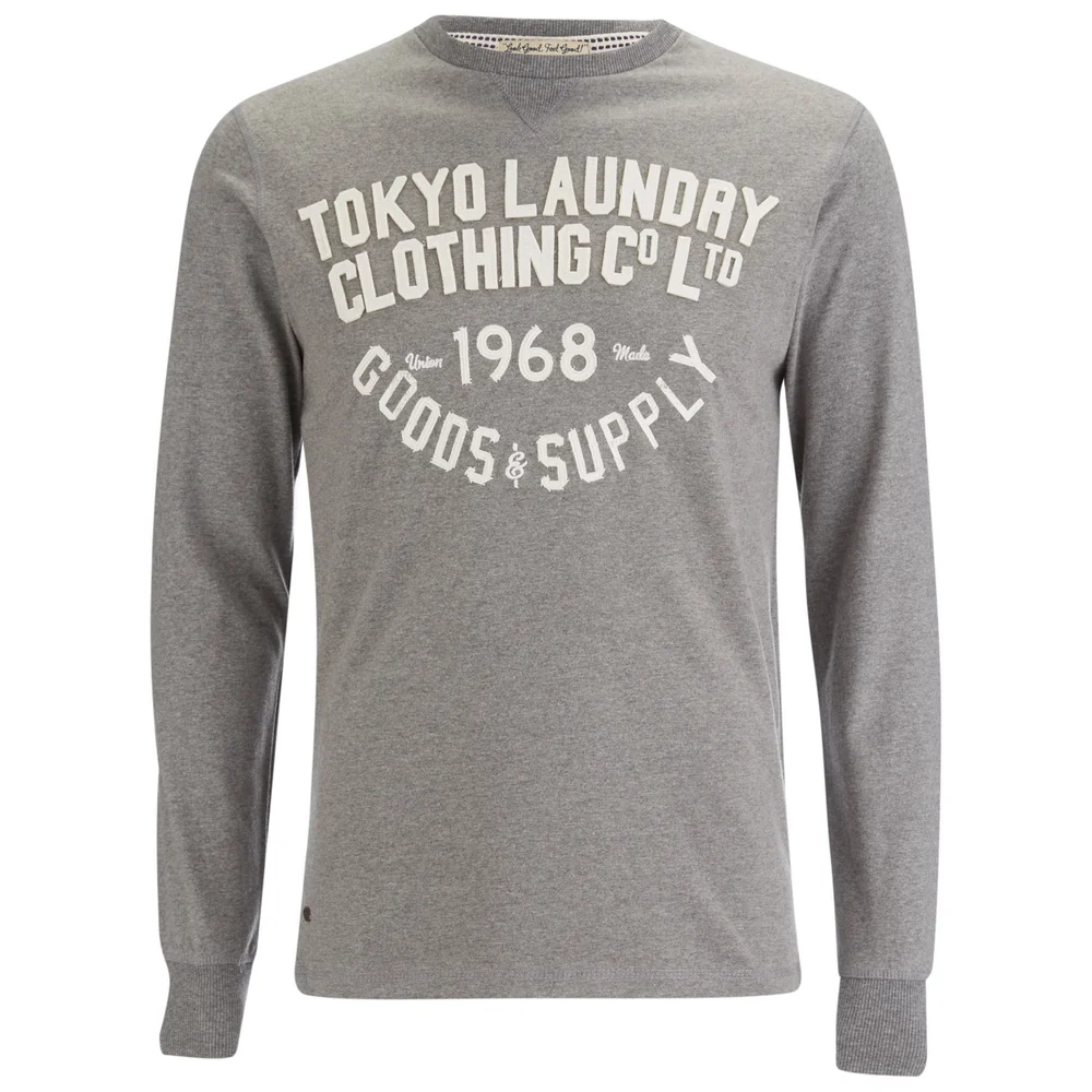 Tokyo Laundry Men's Point Hendrick Long Sleeve Top - Mid Grey Marl - S - Grau Bild 1