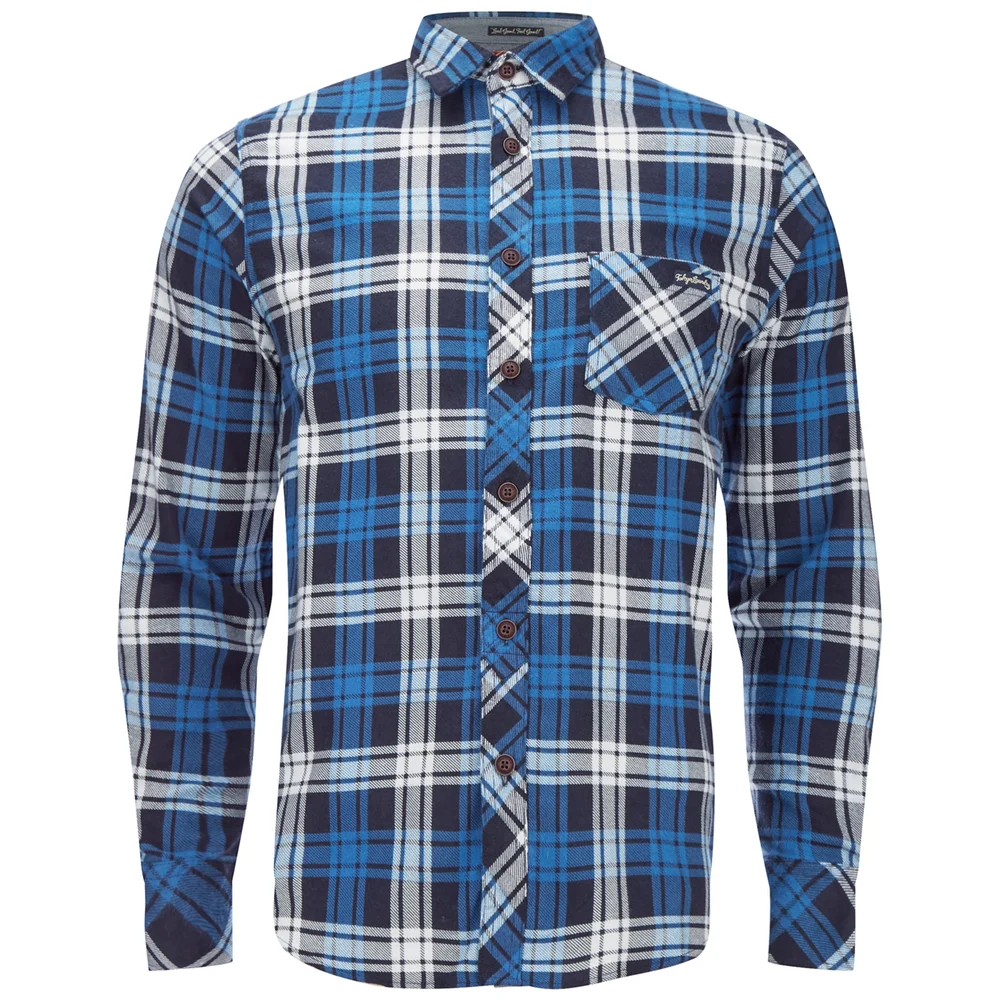 Tokyo Laundry Men's Carlsson Flannel Long Sleeve Shirt - True Blue - S - Blau Bild 1