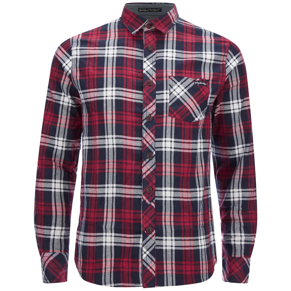 Tokyo Laundry Men's Carlsson Flannel Long Sleeve Shirt - Deep Red - S - Rot Bild 1