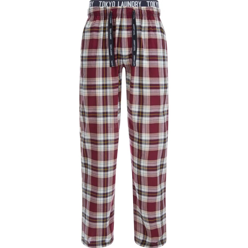 Tokyo Laundry Men's Clissold Poplin Check Lounge Pants - Oxblood - S - Rot Bild 1