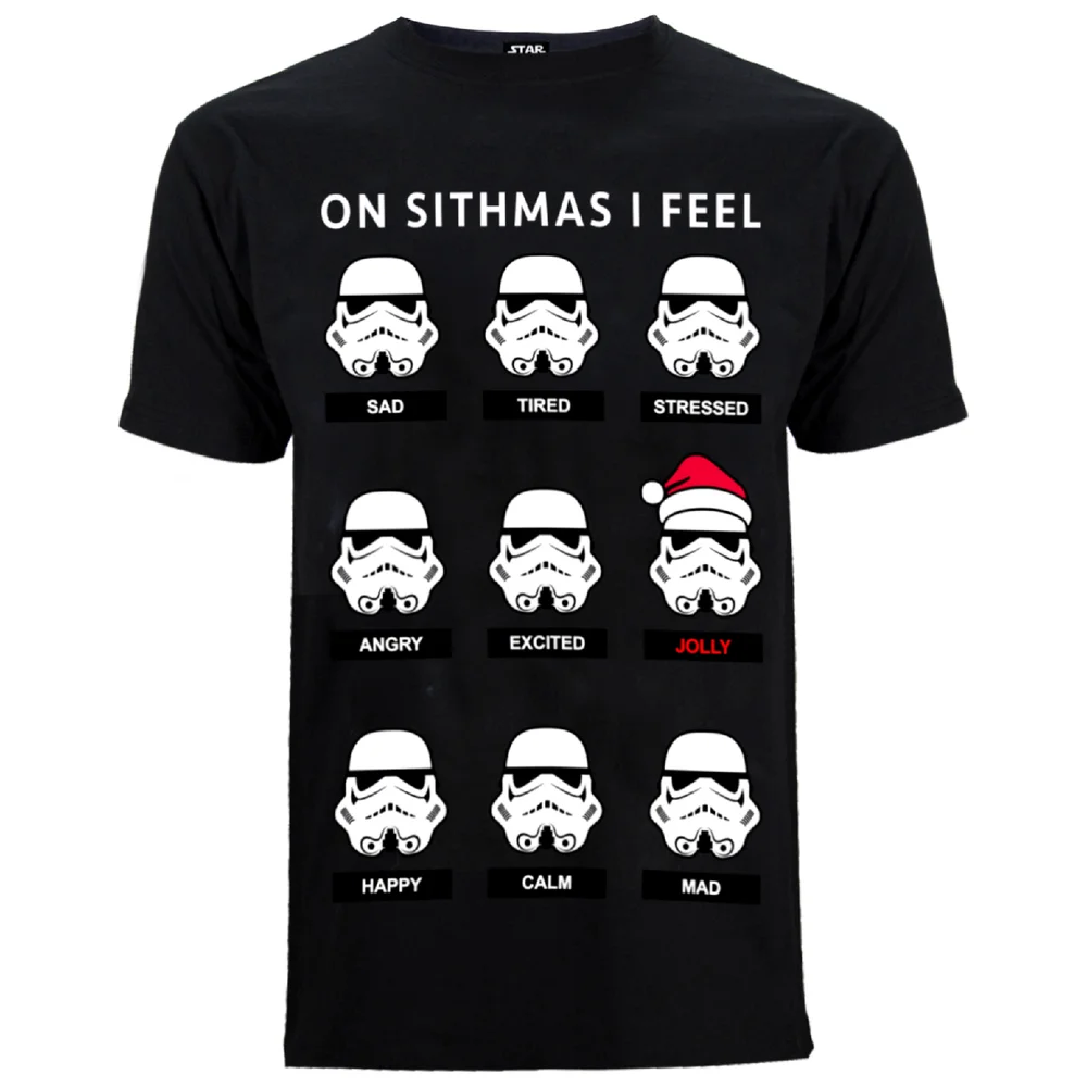 Star Wars Men's Stormtrooper Emotions Christmas T-Shirt - Black - S - Schwarz Bild 1
