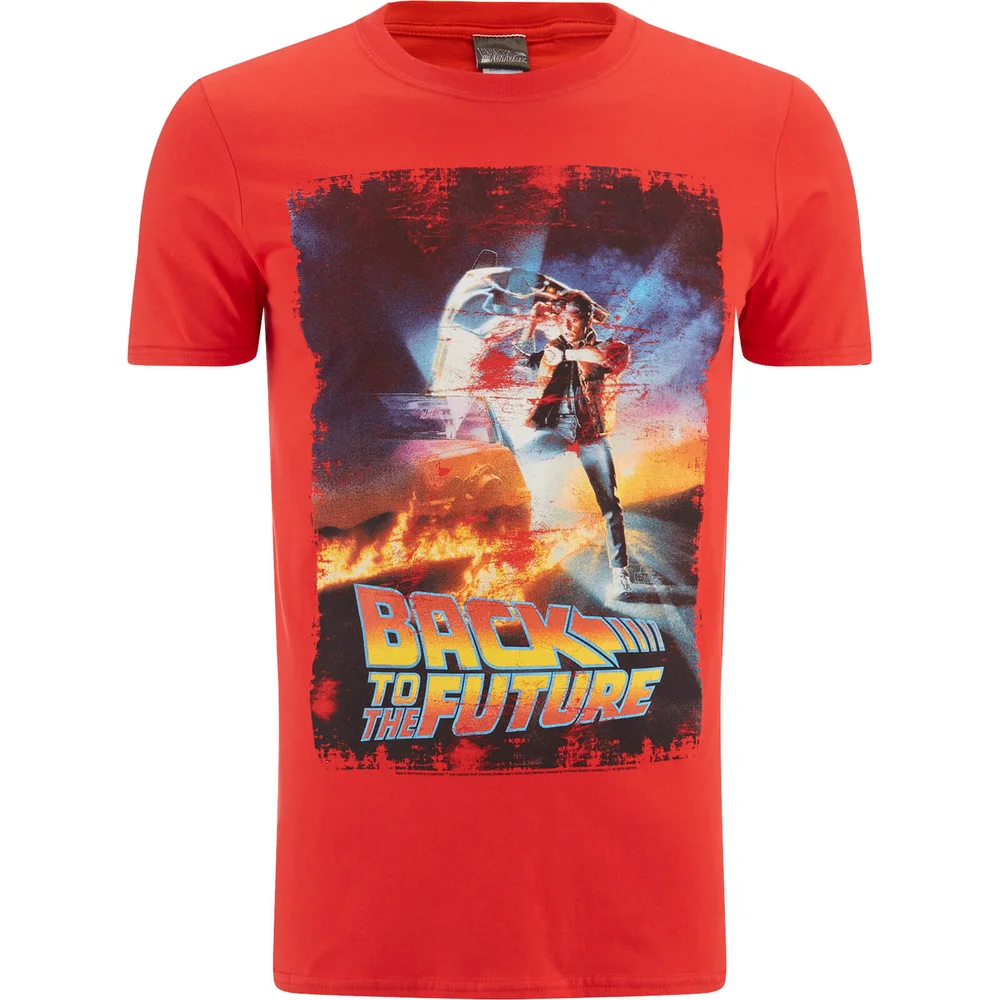 Back to the Future (Zurück in die Zukunft) Herren Distressed Poster T-Shirt - Rot - S - Rot Bild 1