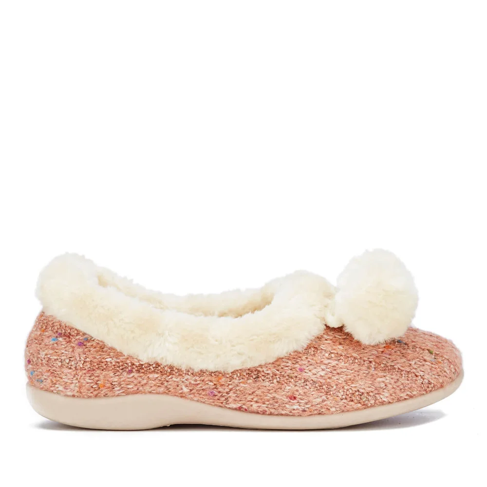Dunlop Women's Alais Double Pom Pom Slippers - Peach - UK 3 - Pfirsich Bild 1