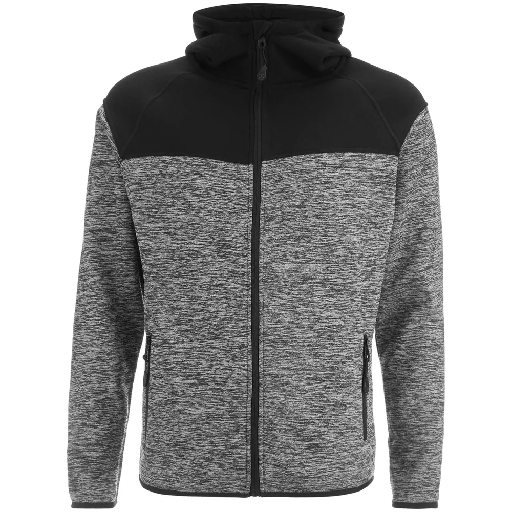 Dissident Men's Crestfield Zip Through Bonded Fleece Hoody - Black/Grey - S - Schwarz/Grau Bild 1
