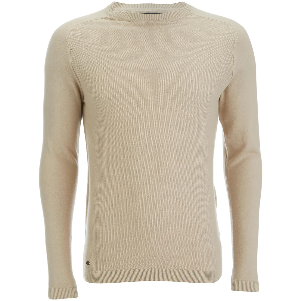 Kensington Eastside Men's Henry Cotton Crew Neck Jumper - Stone - XXL - Cream Bild 1