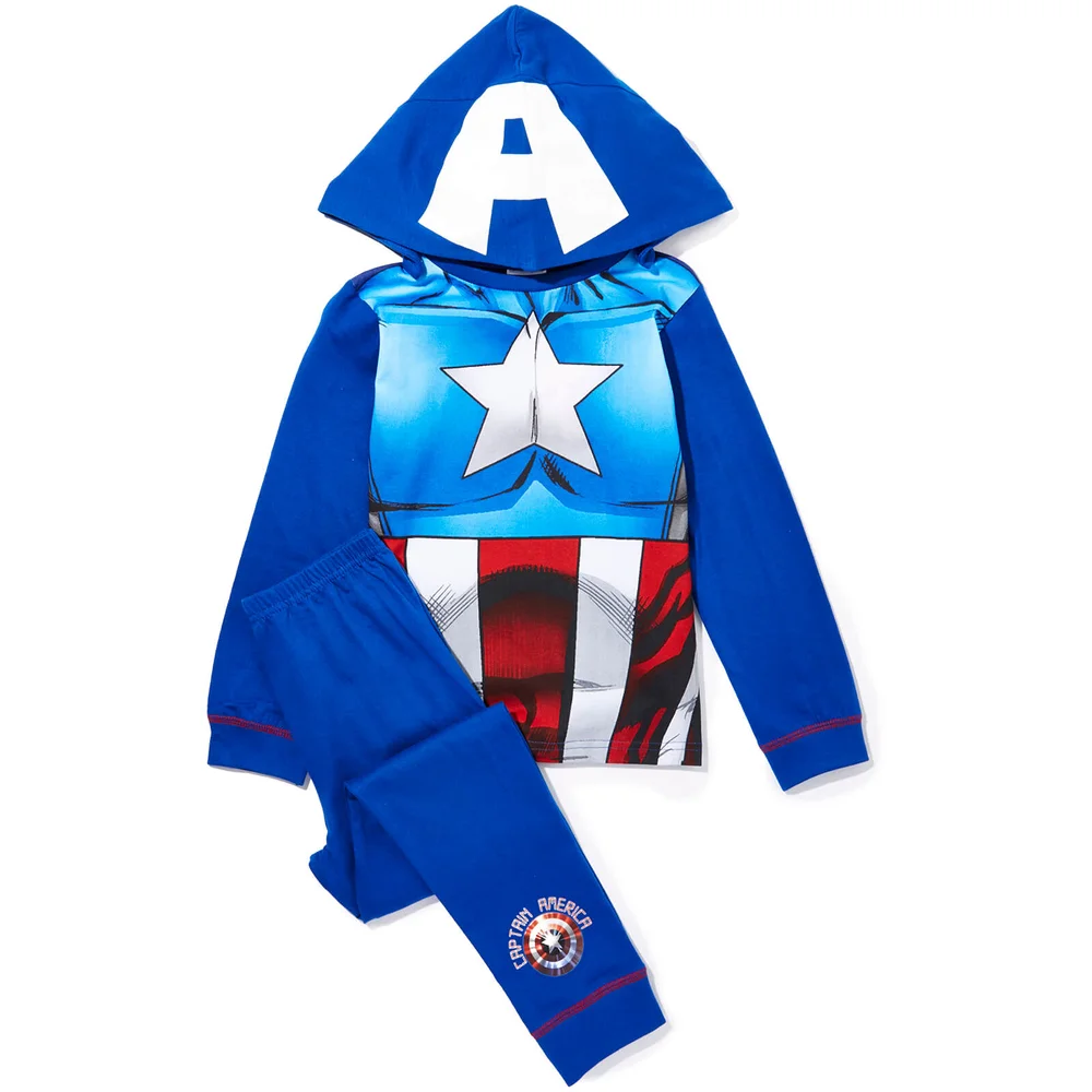 Marvel Boys' Captain America Novelty Hood Pyjamas - Blue - 2-3 years - Blau Bild 1
