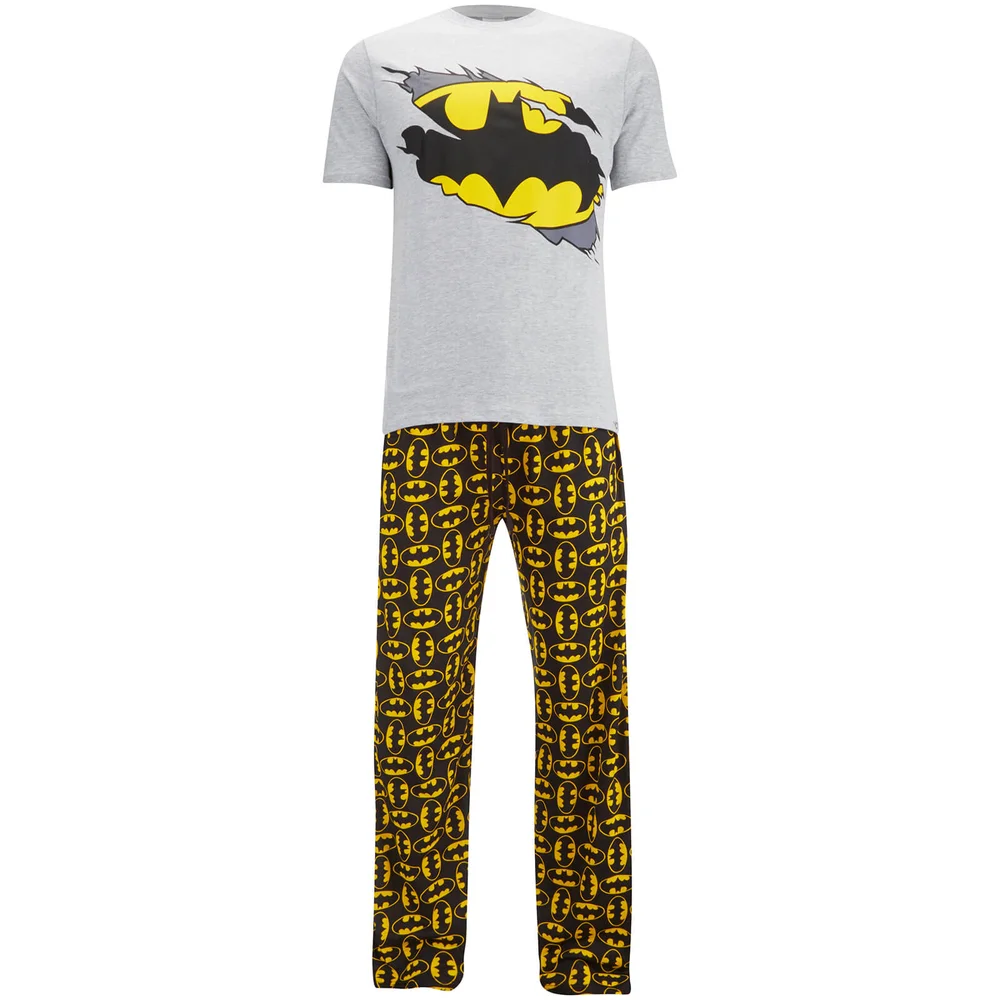 DC Comics Men's Batman Pyjama Set - Grey Marl - S - Grau Bild 1