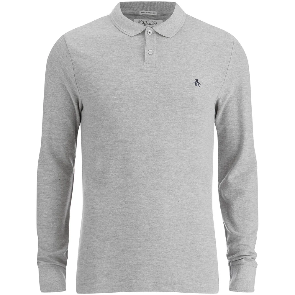 Original Penguin Men's Long Sleeve Polo Shirt - Rain Heather - S - Grau Bild 1