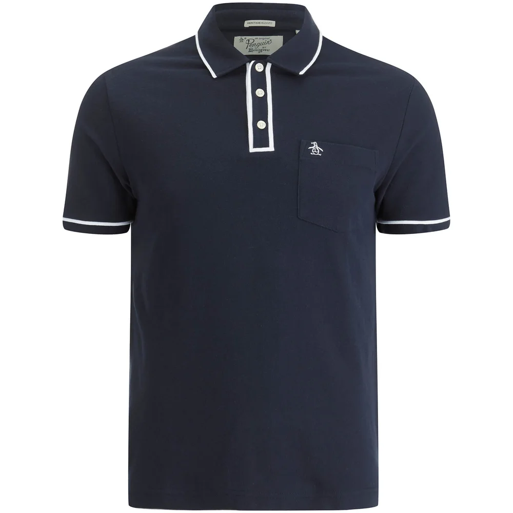 Original Penguin Men's Earl Tipped Polo Shirt - Dark Sapphire - S - Blau Bild 1