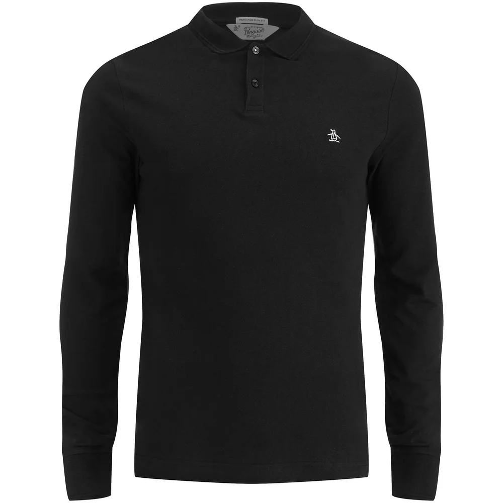 Original Penguin Men's Long Sleeve Polo Shirt - True Black - S - Schwarz Bild 1