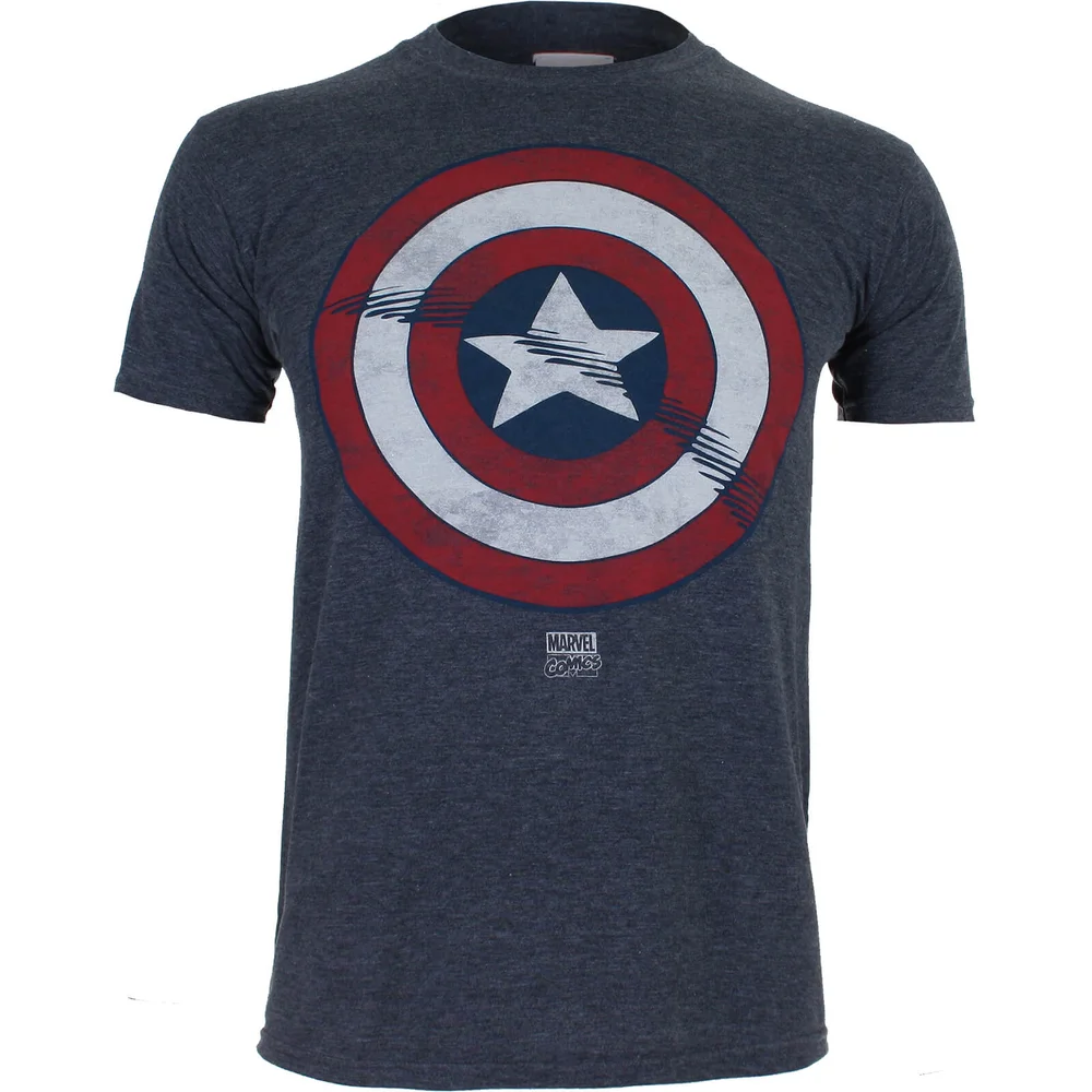 Marvel Kinder Captain America Shield T-Shirt - Heather Navy - 7-8 Jahre - Marineblau Bild 1