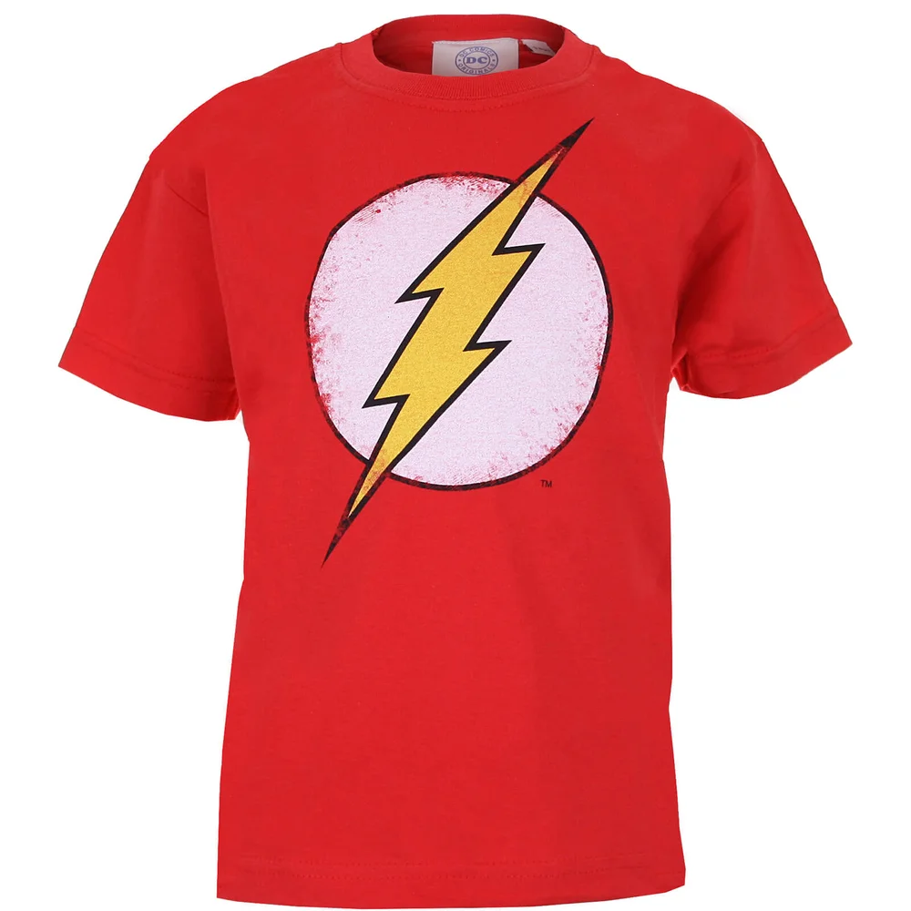 DC Comics Kinder The Flash Distress Logo T-Shirt - Rot - 7-8 Jahre Bild 1